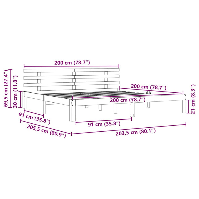 Cadru de pat cu headboard Maroniu cerat 203.5 x 205.5 x 69.5 cm - WALTI WALTI