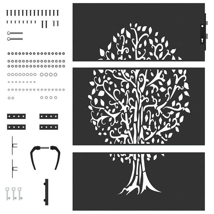 Poartă de grădină, Poartă de Grădină 85x75 cm Design Copac din Oțel Corten - WALTI WALTI