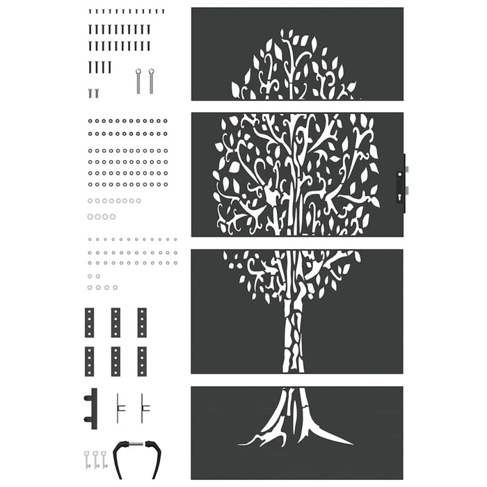 Poartă de grădină, Poartă de Grădină 85x75 cm Design Copac din Oțel Corten - WALTI WALTI