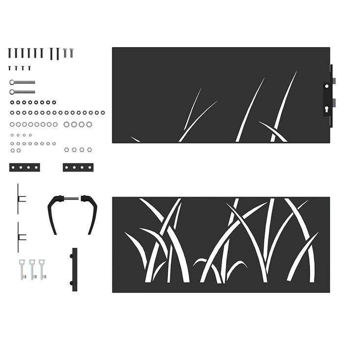 Poartă de grădină Negru 105 x 100 cm Oțel vopsit în pulbere - WALTI WALTI