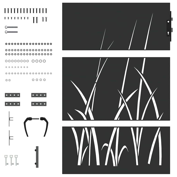 Poartă de grădină, Poartă de grădină 85x150 cm Oțel Corten Design Iarbă - WALTI WALTI