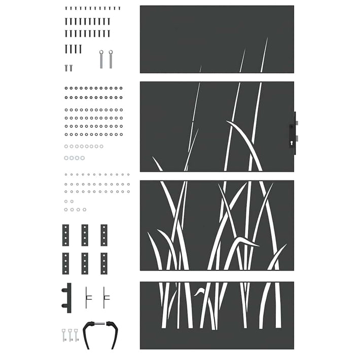 Poartă de grădină, Poartă de grădină 85x150 cm Oțel Corten Design Iarbă - WALTI WALTI