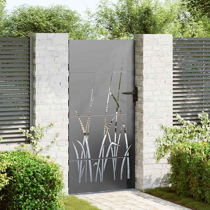 Poartă de grădină, Poartă de grădină 85x150 cm Oțel Corten Design Iarbă - WALTI WALTI