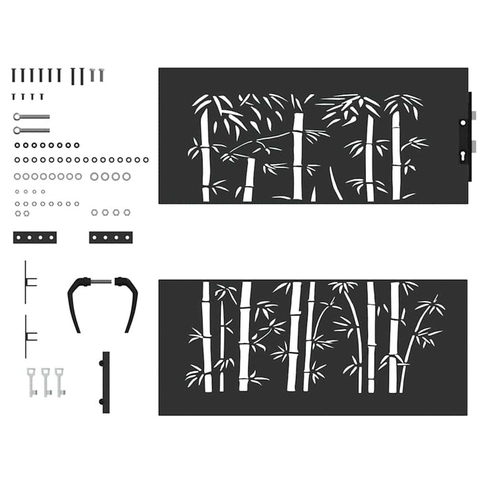 Poartă de grădină Negru 105 x 100 cm Oțel vopsit în pulbere - WALTI WALTI