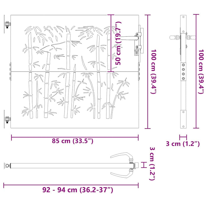 Poartă de grădină Negru 105 x 100 cm Oțel vopsit în pulbere - WALTI WALTI