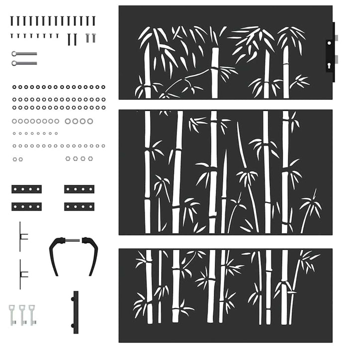 Poartă de grădină Negru 105 x 125 cm Oțel vopsit în pulbere - WALTI WALTI