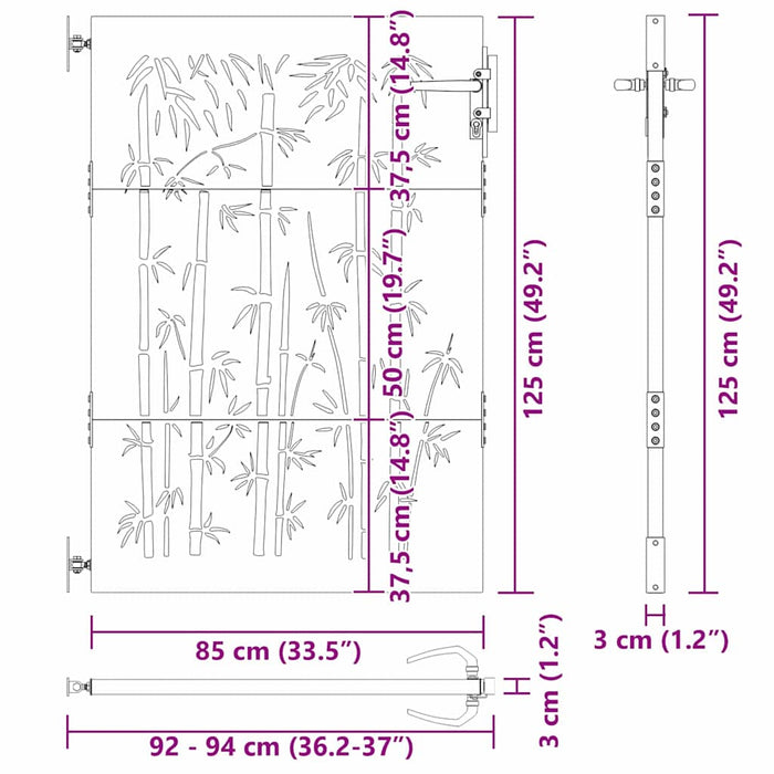 Poartă de grădină Negru 105 x 125 cm Oțel vopsit în pulbere - WALTI WALTI