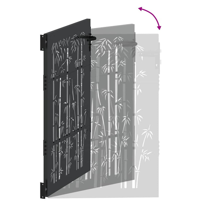 Poartă de grădină Negru 105 x 150 cm Oțel vopsit în pulbere - WALTI WALTI