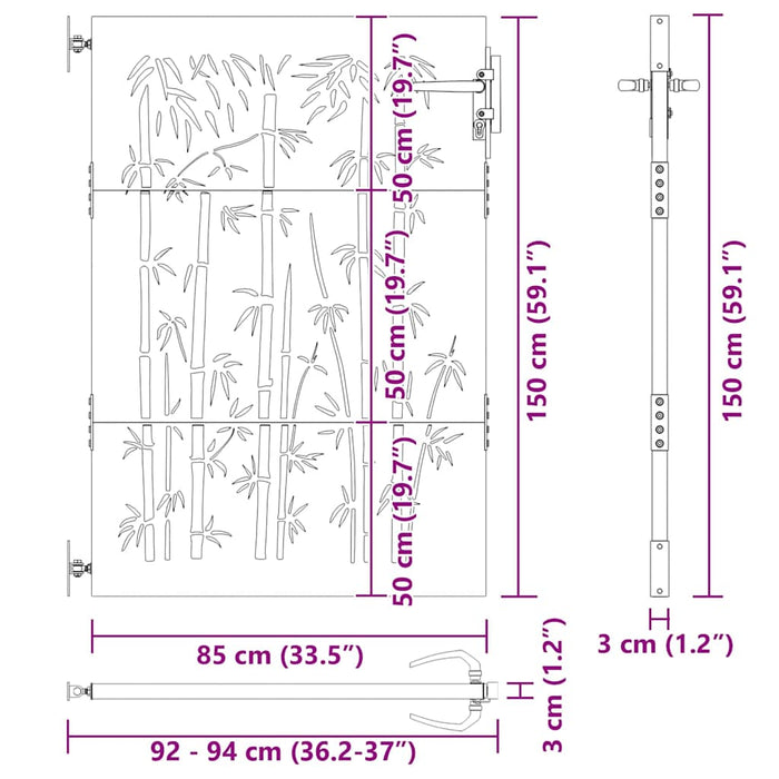 Poartă de grădină Negru 105 x 150 cm Oțel vopsit în pulbere - WALTI WALTI