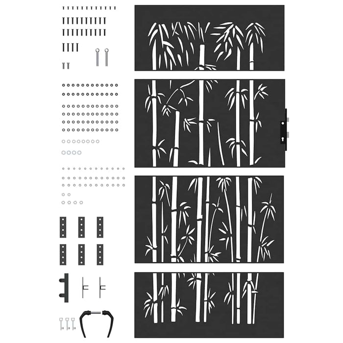 Poartă de grădină Negru 105 x 200 cm Oțel vopsit în pulbere - WALTI WALTI