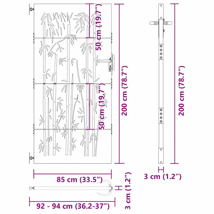 Poartă de grădină Negru 105 x 200 cm Oțel vopsit în pulbere - WALTI WALTI