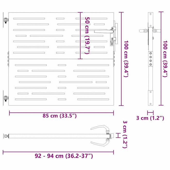 Poartă de grădină Negru 105 x 100 cm Oțel vopsit în pulbere - WALTI WALTI