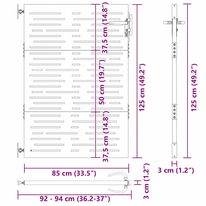 Poartă de grădină, Poartă de grădină 85x100 cm design pătrat din oțel corten - WALTI WALTI