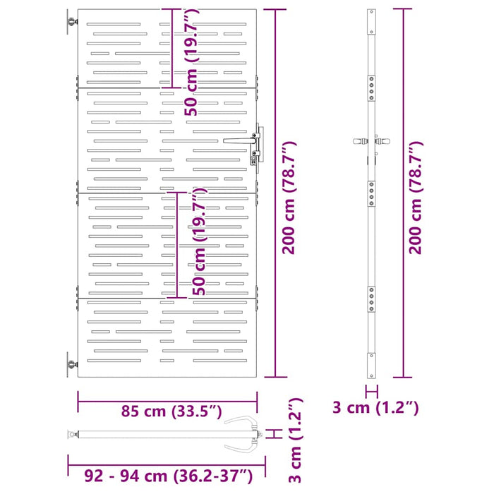 Poartă de grădină, Poartă de grădină 85x100 cm design pătrat din oțel corten - WALTI WALTI