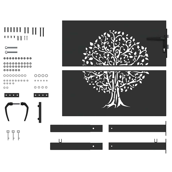Poartă de grădină Negru 105 x 100 cm Oțel vopsit în pulbere - WALTI WALTI