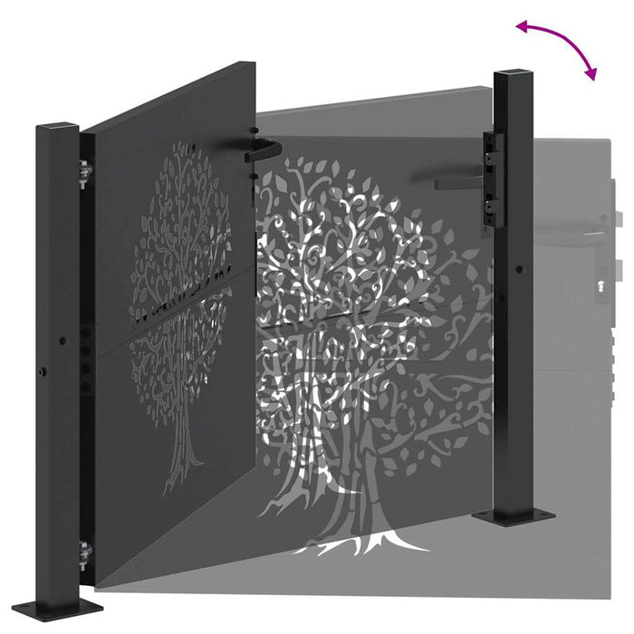 Poartă de grădină Negru 105 x 100 cm Oțel vopsit în pulbere - WALTI WALTI