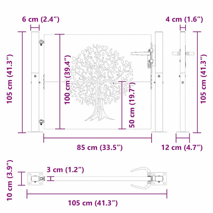 Poartă de grădină Negru 105 x 100 cm Oțel vopsit în pulbere - WALTI WALTI