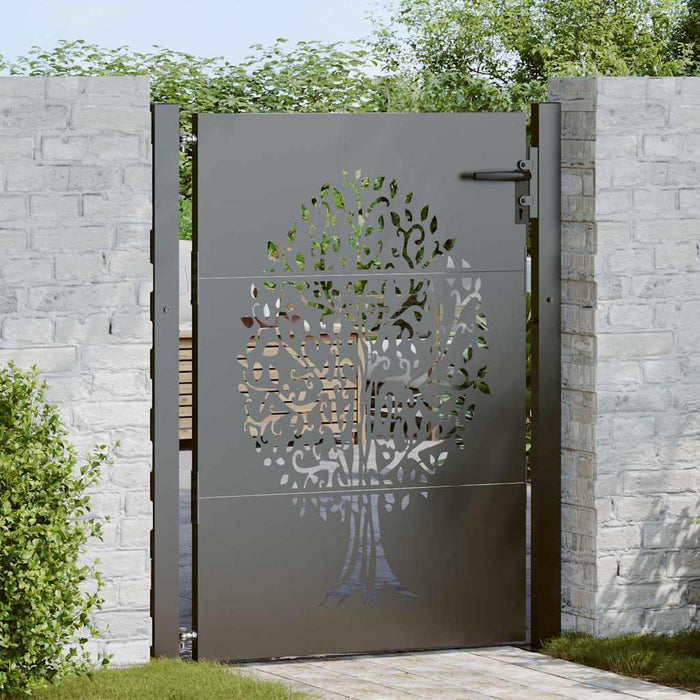 Poartă de grădină, Poartă de grădină 105x75 cm Oțel Corten cu design de copac - WALTI WALTI