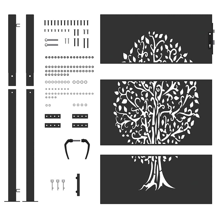 Poartă de grădină, Poartă de grădină 105x75 cm Oțel Corten cu design de copac - WALTI WALTI