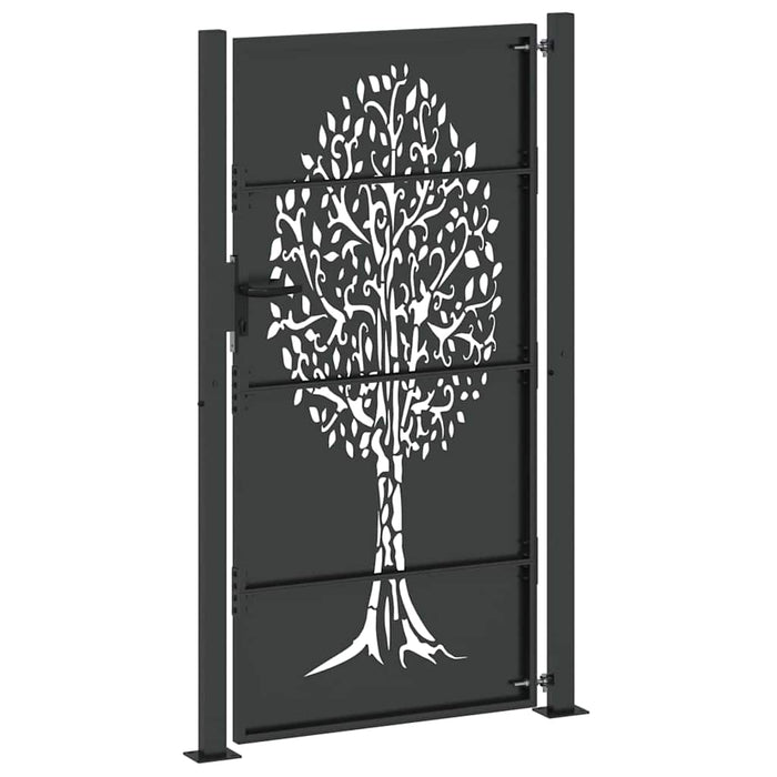 Poartă de grădină Negru 110 x 180 cm Oțel vopsit în pulbere WALTI