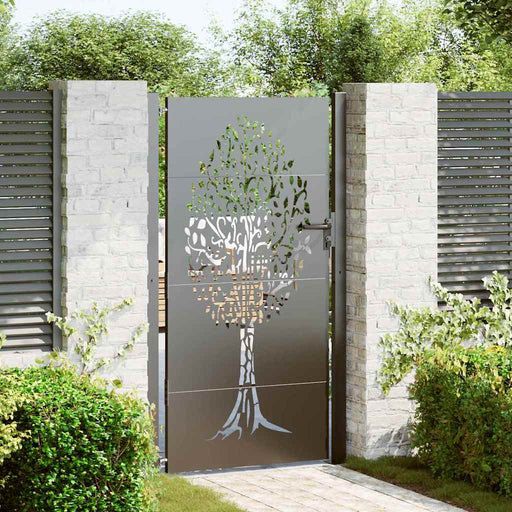 Poartă de grădină, Poartă de grădină 105x75 cm Oțel Corten cu design de copac - WALTI WALTI