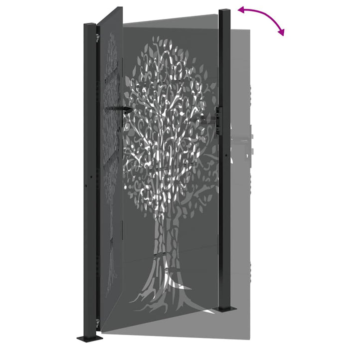 Poartă de grădină, Poartă de grădină 105x75 cm Oțel Corten cu design de copac - WALTI WALTI