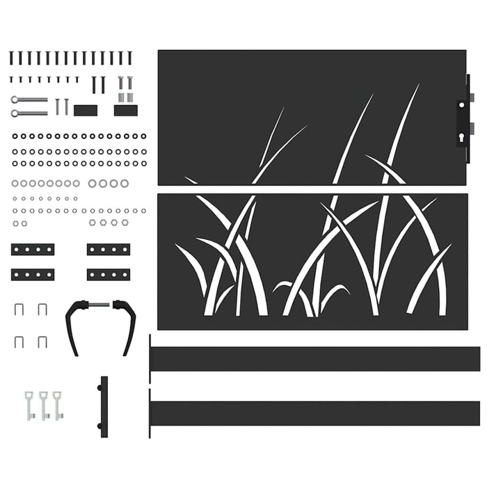 Poartă de grădină Negru 105 x 100 cm Oțel vopsit în pulbere - WALTI WALTI