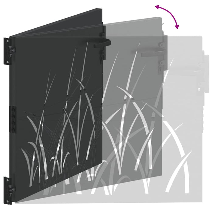 Poartă de grădină Negru 105 x 100 cm Oțel vopsit în pulbere - WALTI WALTI