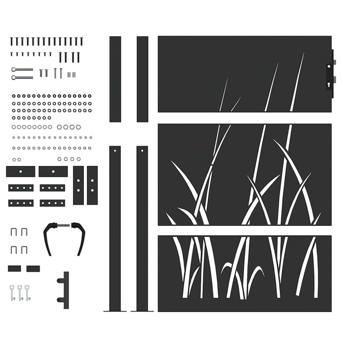 Poartă de grădină, Poartă de grădină 105x75 cm din oțel corten design iarbă - WALTI WALTI