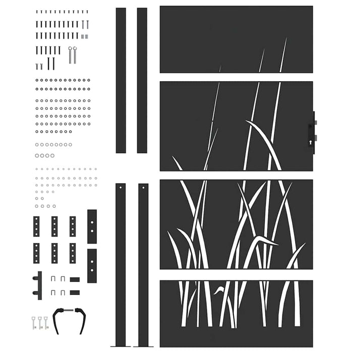 Poartă de grădină, Poartă de grădină 105x75 cm din oțel corten design iarbă - WALTI WALTI