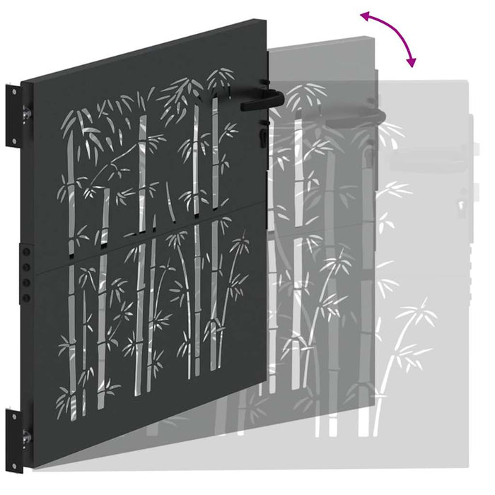 Poartă de grădină, Poartă de Grădină 105x75 cm Design din Oțel Corten cu Bambus - WALTI WALTI
