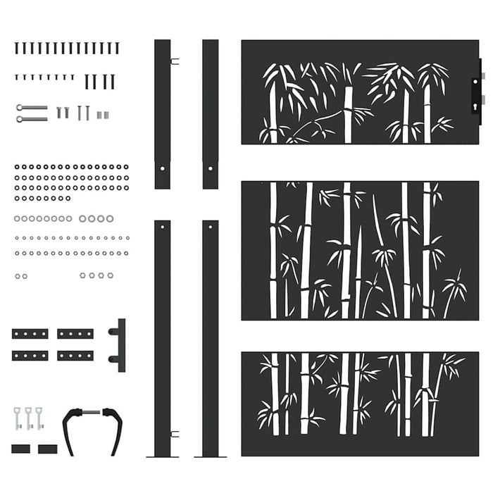 Poartă de grădină Negru 110 x 130 cm Oțel vopsit electrostatic WALTI