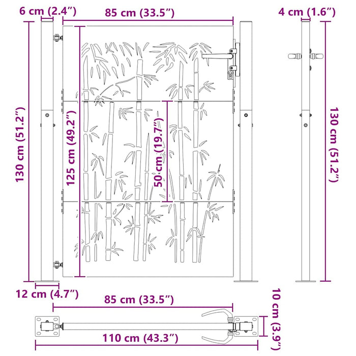 Poartă de grădină Negru 110 x 130 cm Oțel vopsit electrostatic WALTI
