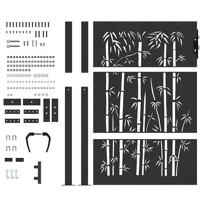 Poartă de grădină Negru 110 x 155 cm Oțel vopsit electrostatic WALTI