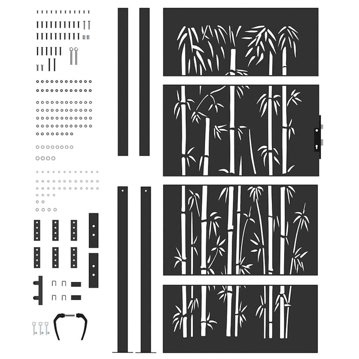 Poartă de grădină, Poartă de Grădină 105x75 cm Design din Oțel Corten cu Bambus - WALTI WALTI