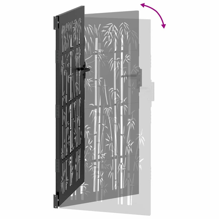 Poartă de grădină, Poartă de Grădină 105x75 cm Design din Oțel Corten cu Bambus - WALTI WALTI