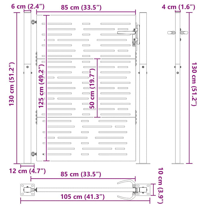Poartă de grădină, Poartă de Grădină 105x75 cm Design Square din Oțel Corten - WALTI WALTI