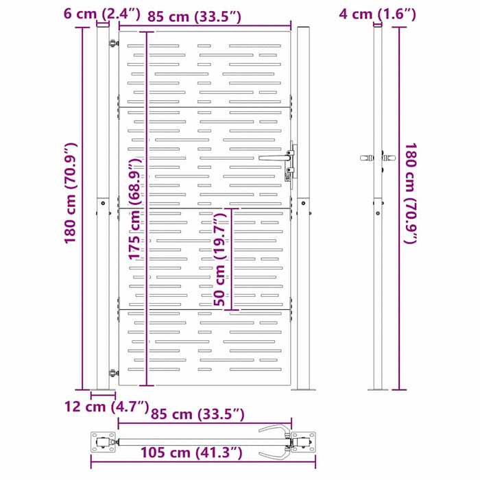 Poartă de grădină, Poartă de Grădină 105x75 cm Design Square din Oțel Corten - WALTI WALTI