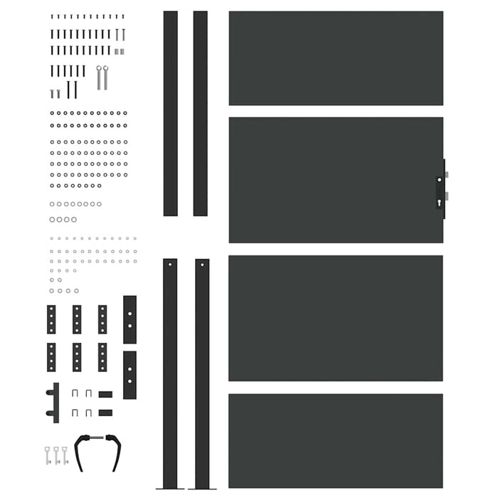 Poartă de grădină Negru 105 x 205 cm Oțel vopsit electrostatic WALTI