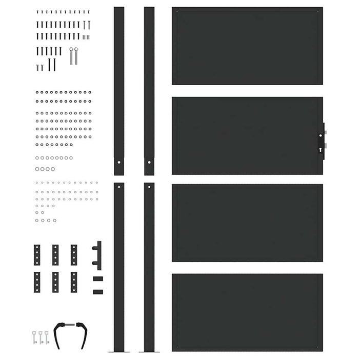 Poartă de grădină Negru 110 x 180 cm Oțel vopsit electrostatic WALTI
