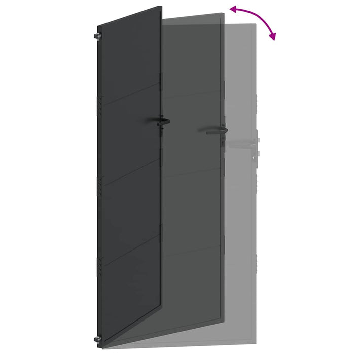Poartă de grădină Negru 110 x 180 cm Oțel vopsit electrostatic WALTI