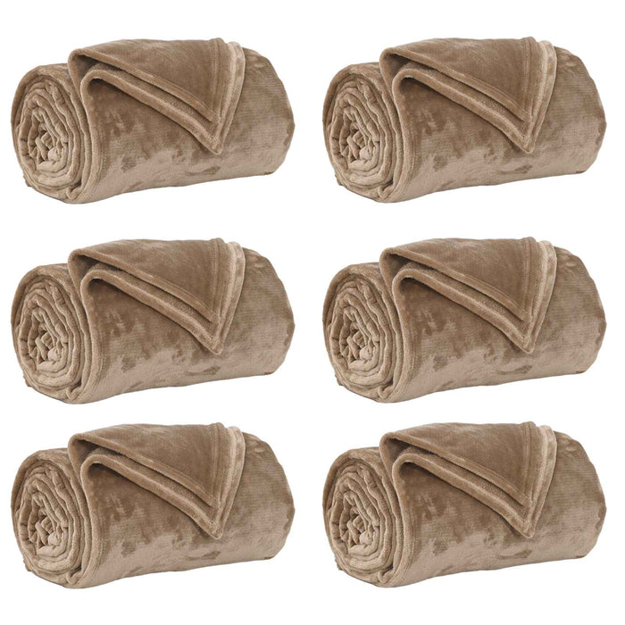 Pături de aruncat 6 pcs Culoare Cămilă 220 x 240 cm Molton - WALTI WALTI