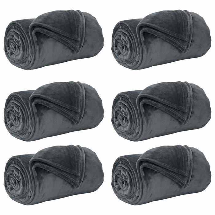 Pături de aruncat 6 pcs Gri închis 240 x 270 cm Molton - WALTI WALTI