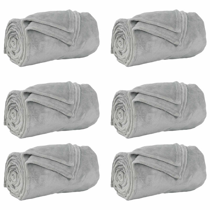 Pături de aruncat 6 pcs Gri 150 x 200 cm Molton - WALTI WALTI
