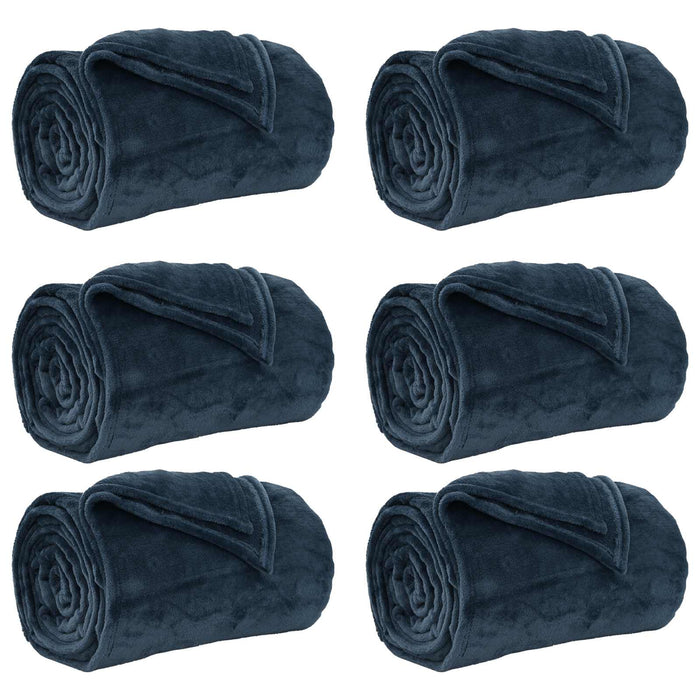 Pături de aruncat 6 pcs Albastru marin 220 x 240 cm Molton - WALTI WALTI