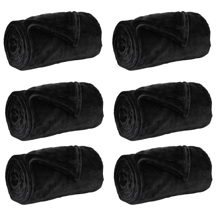 Pături de aruncat 6 pcs Negru 220 x 240 cm Molton - WALTI WALTI