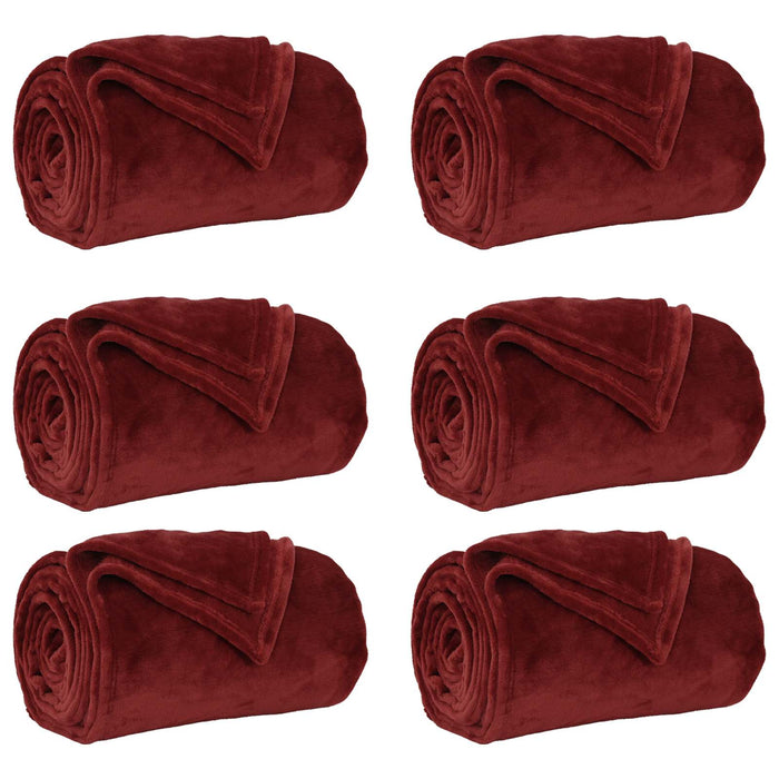 Pături de aruncat 6 pcs Roșu Bordeaux 150 x 200 cm Molton - WALTI WALTI