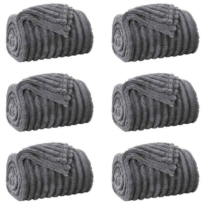 Pături de aruncat 6 pcs Gri închis 270 x 240 cm Molton - WALTI WALTI