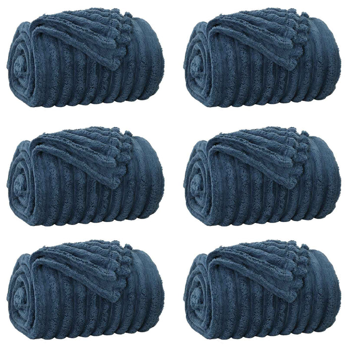 Pături de aruncat 6 pcs Albastru marin 150 x 130 cm Molton - WALTI WALTI