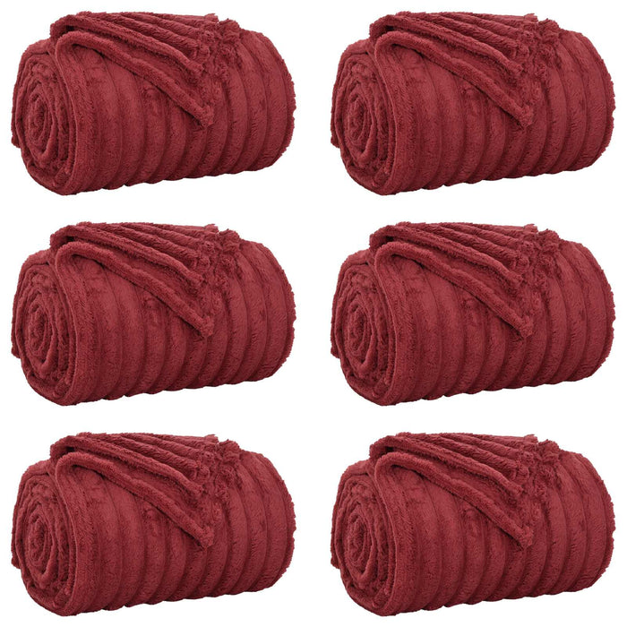 Pături de aruncat 6 pcs Roșu Bordeaux 200 x 150 cm Molton - WALTI WALTI